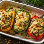 Creamy spinach and corn stuffed bell peppers