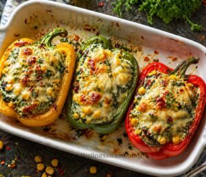 Creamy spinach and corn stuffed bell peppers